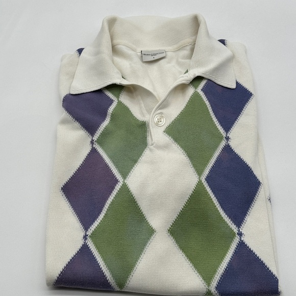 Men’s Mudo Collection 100% cotton sweater size Large Argyle - Picture 4 of 6